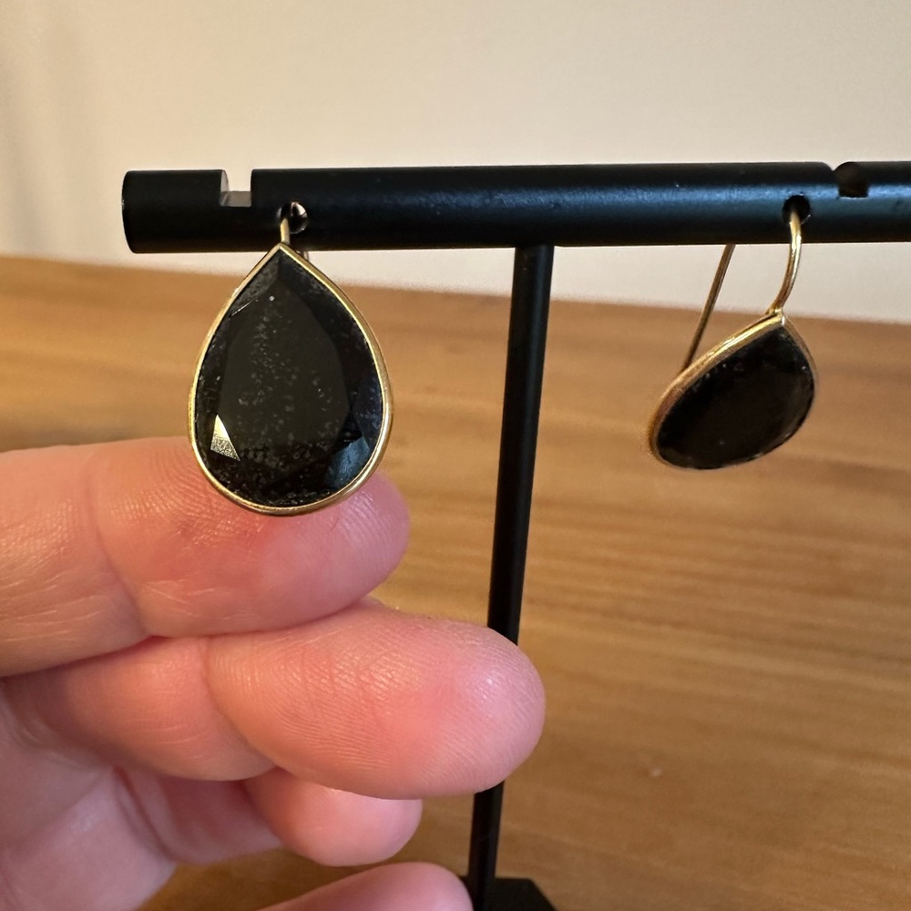 Elegant Black and Gold Teardrop Earrings